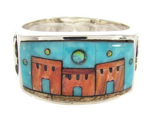 Native American Design Silver Multicolor Ring Size 11-1/2 YS67249
