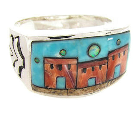 Native American Village Design Multicolor Ring Size 11-1/2 YS67261