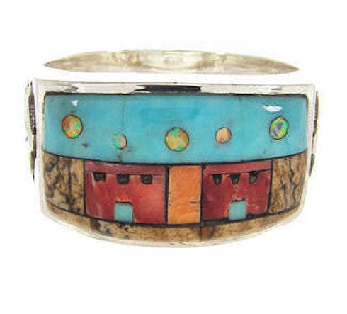 Native American Design Multicolor Silver Ring Size 12-1/2 YS67271