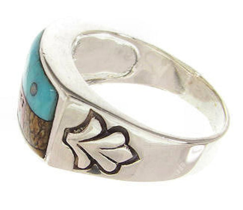 Native American Design Multicolor Silver Ring Size 12-1/2 YS67271