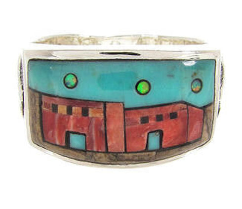 Native American Design Jewelry Multicolor Ring Size 9-3/4 YS67292