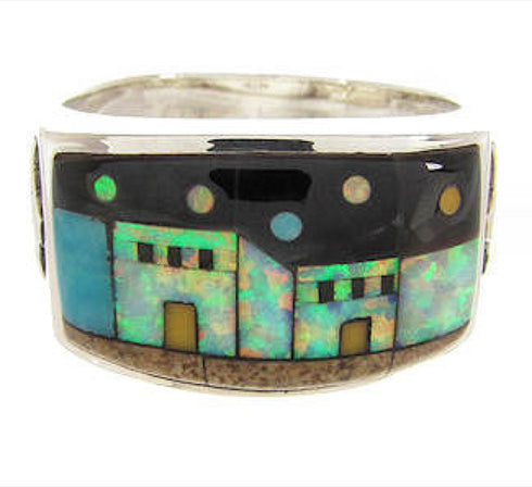 Native American Design Jewelry Multicolor Ring Size 9-1/2 YS67293