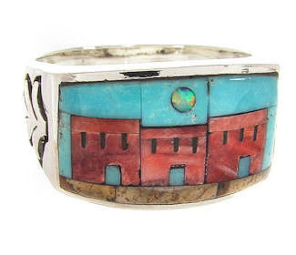 Multicolor Native American Design Silver Ring Size 12-1/4 YS67310