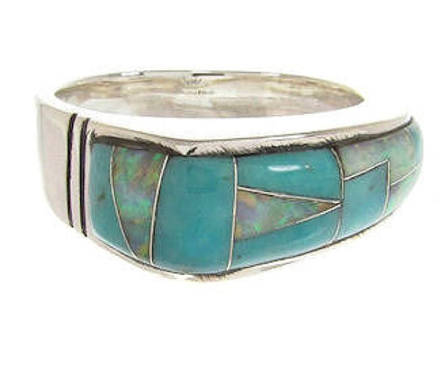 Silver Turquoise Opal Southwest Jewelry Ring Size 6-3/4 YS58815