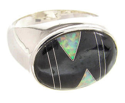 Black Jade Opal Inlay Southwestern Ring Size 9-1/2 BS58902