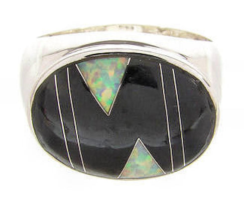 Black Jade Opal Inlay Southwestern Ring Size 9-1/2 BS58902
