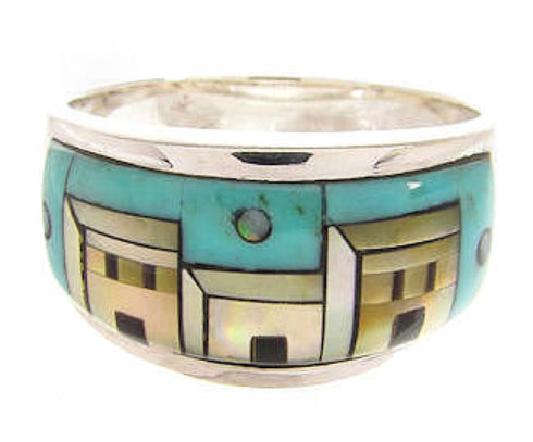 Multicolor Native American Pueblo Design Ring Size 7-3/4 JW65840