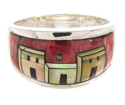 Multicolor Native American Pueblo Design Ring Size 8-1/2 JW65883