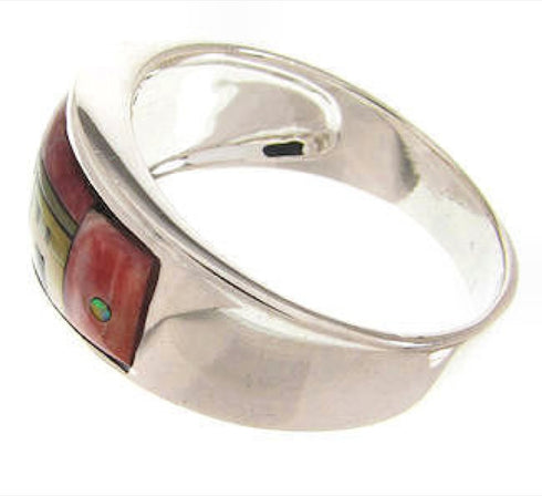 Multicolor Native American Pueblo Design Ring Size 8-1/2 JW65883