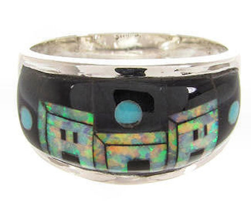 Silver Multicolor Native American Design Ring Size 8-1/2 JW65694