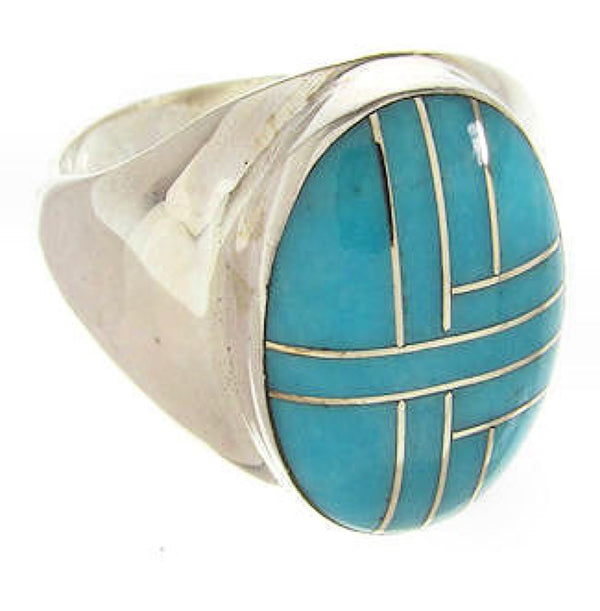 Genuine Sterling Silver Turquoise Ring Size 8-1/2 Jewelry GS58113