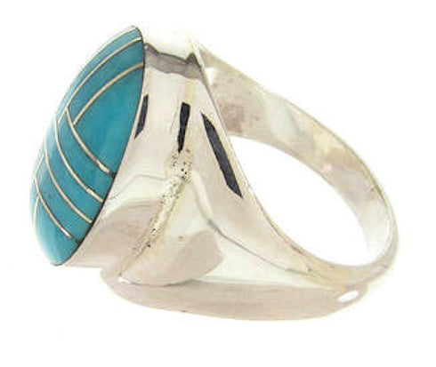 Genuine Sterling Silver Turquoise Ring Size 8-1/2 Jewelry GS58113