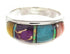 Sterling Silver And Multicolor Inlay Ring Size 6-3/4 IS57802