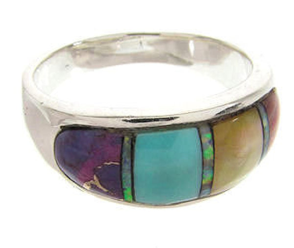 Multicolor Inlay Jewelry Sterling Silver Ring Size 5-3/4 IS57886