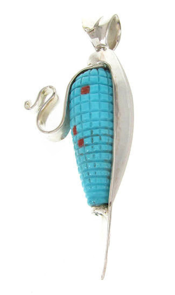 Red Oyster Shell Corn Turquoise Pendant PS59456