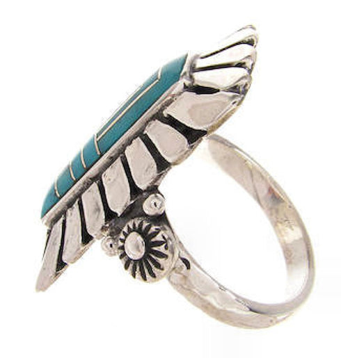 Sterling Silver Turquoise Inlay Ring Size 6-1/4 OS59297