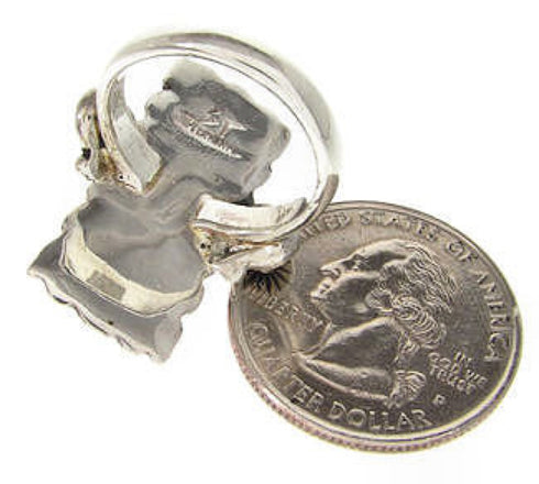 Southwestern Turquoise Sterling Silver Ring Size 8-1/2 OS59320