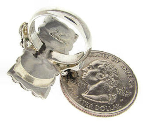 Southwest Turquoise Sterling Silver Ring Size 5-1/2 OS59379