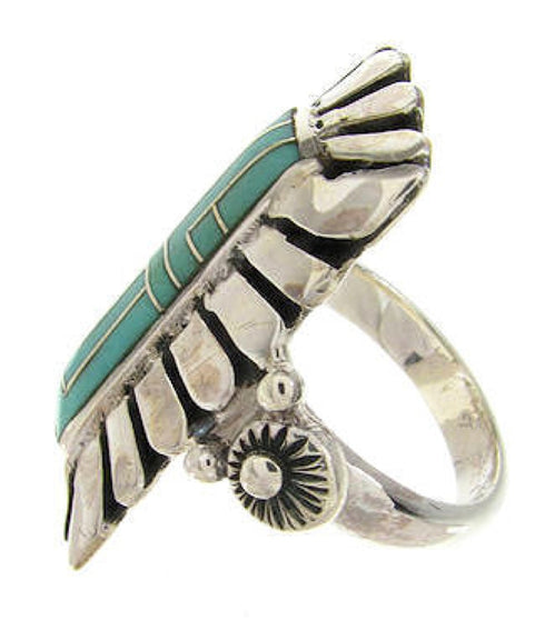 Turquoise Southwest Silver Inlay Ring Size 4-3/4 OS59397