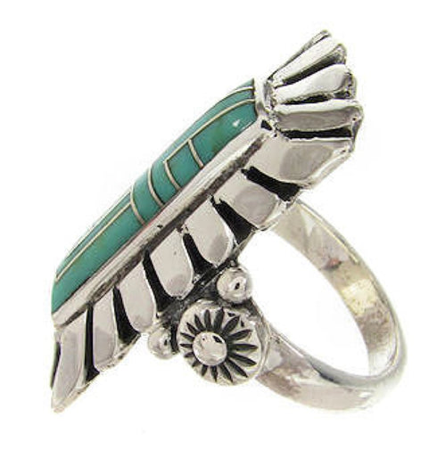 Turquoise Southwestern Genuine Sterling Silver Ring Size 5-1/4 OS59407