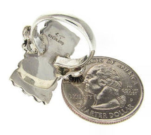 Genuine Sterling Silver Turquoise Inlay Ring Size 5-1/4 OS59459