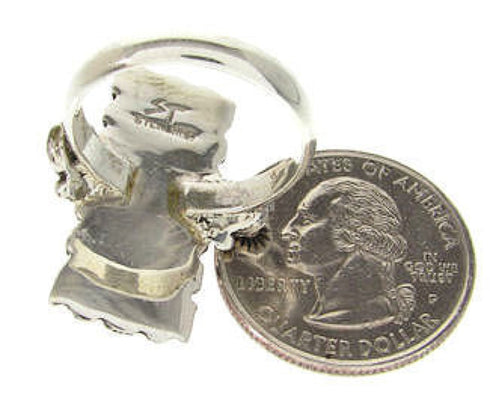 Southwest Turquoise Inlay Sterling Silver Ring Size 7-1/4 OS59470