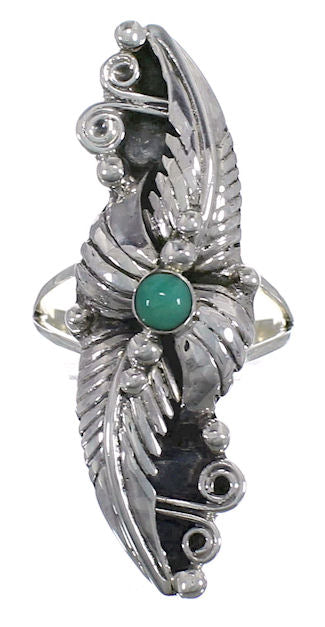 Southwestern Turquoise Sterling Silver Ring Size 6-1/2 OS59045