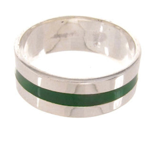 Southwest Sterling Silver Malachite Inlay Ring Band Size 5-1/4 PS59521