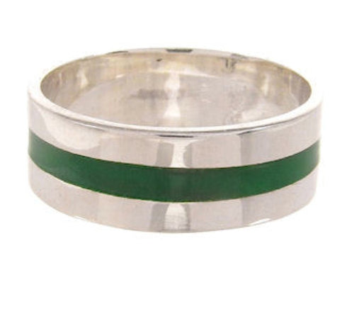 Malachite Southwestern Sterling Silver Ring Band Size 6-3/4 PS59533