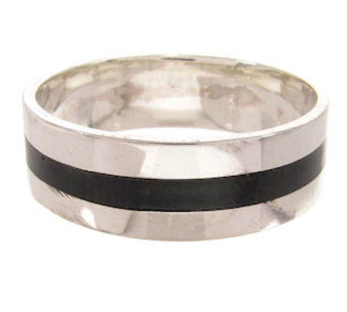Southwestern Sterling Silver Onyx Inlay Ring Size 5-1/4 PS59712