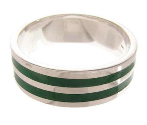 Malachite Inlay Sterling Silver Ring Band Size 5-1/4 PS59964