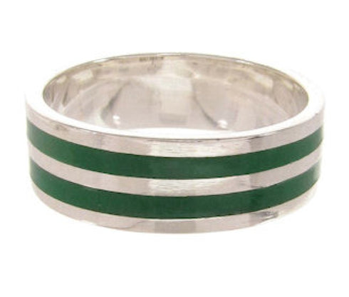 Malachite Inlay Sterling Silver Ring Band Size 5-1/4 PS59964