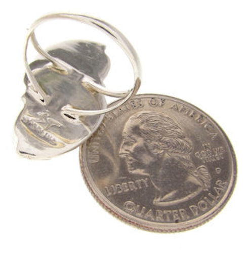 Southwest Turquoise Sterling Silver Ring Size 4-1/2 OS58720