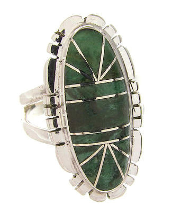 Green Agate Sterling Silver Southwest Jewelry Ring Size 5-3/4 YS60110