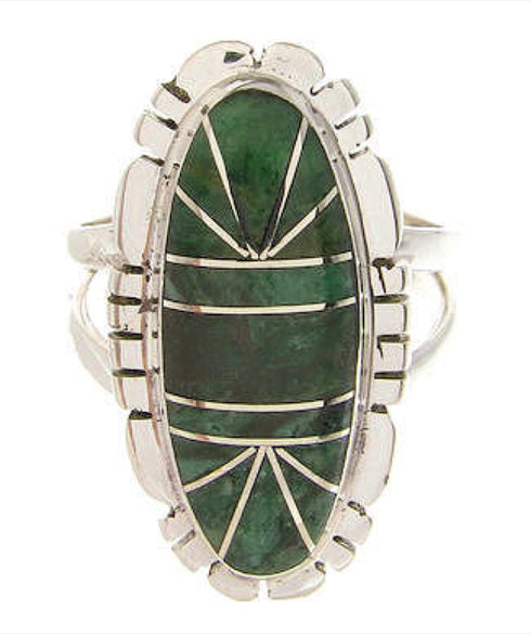 Green Agate Sterling Silver Southwest Jewelry Ring Size 5-3/4 YS60110