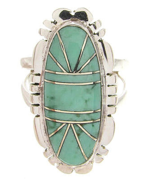 Southwest Turquoise Sterling Silver Inlay Ring Size 4-3/4 YS60171
