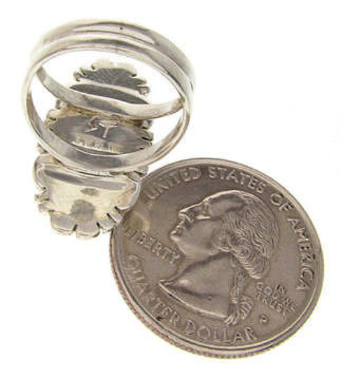 Southwest Turquoise Sterling Silver Inlay Ring Size 4-3/4 YS60171