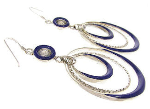Sterling Silver and Lapis Inlay Hook Dangle Earrings IS59671