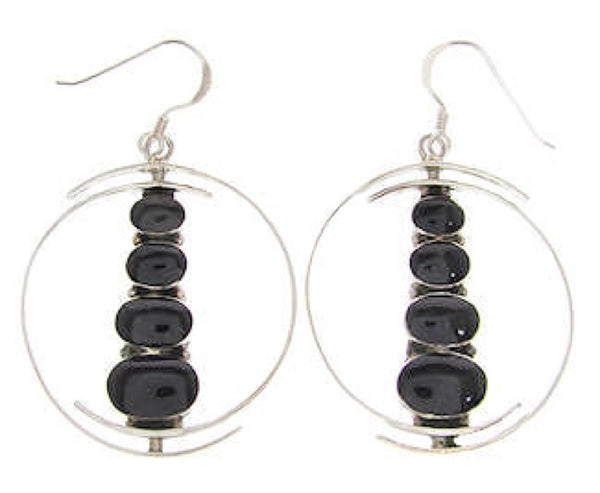 Southwestern Jet Sterling Silver Earrings PS60448