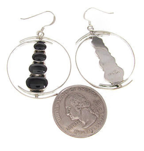 Southwestern Jet Sterling Silver Earrings PS60448
