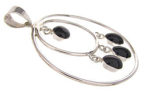 Southwestern Jet Sterling Silver Pendant PS60290