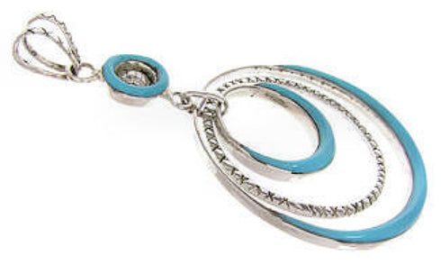 Turquoise Inlay Southwestern Sterling Silver Pendant PS60255