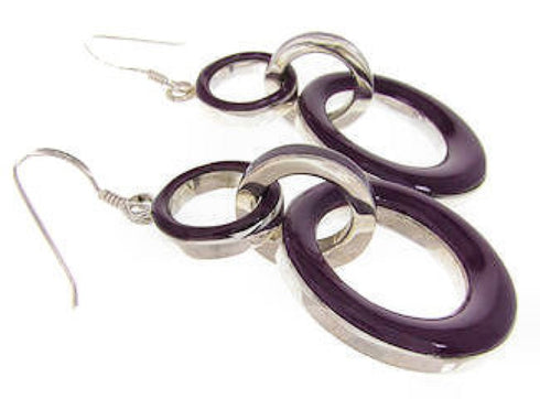 Southwest Sugilite Sterling Silver Hook Earrings OS60070