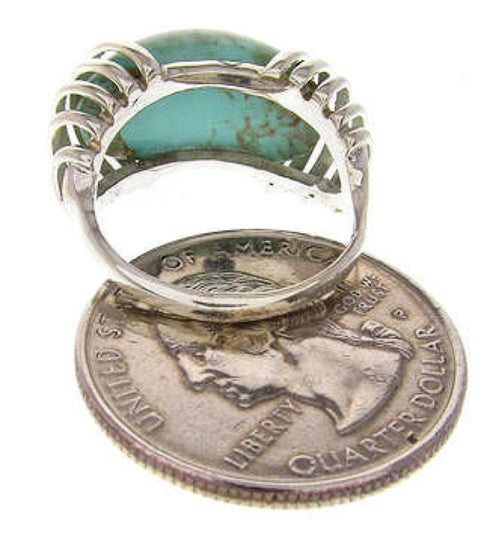 Southwest Sterling Silver Turquoise Jewelry Ring Size 5-3/4 YS60855