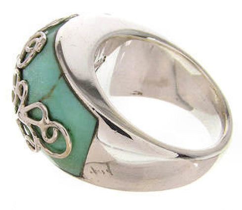 Southwestern Sterling Silver Turquoise Jewelry Ring Size 6-1/4 YS60989