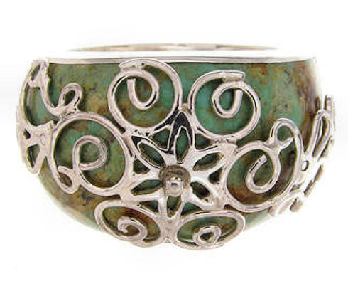 Southwestern Silver Turquoise Jewelry Ring Size 8-1/4 YS61004