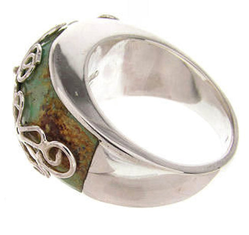 Southwestern Silver Turquoise Jewelry Ring Size 8-1/4 YS61004