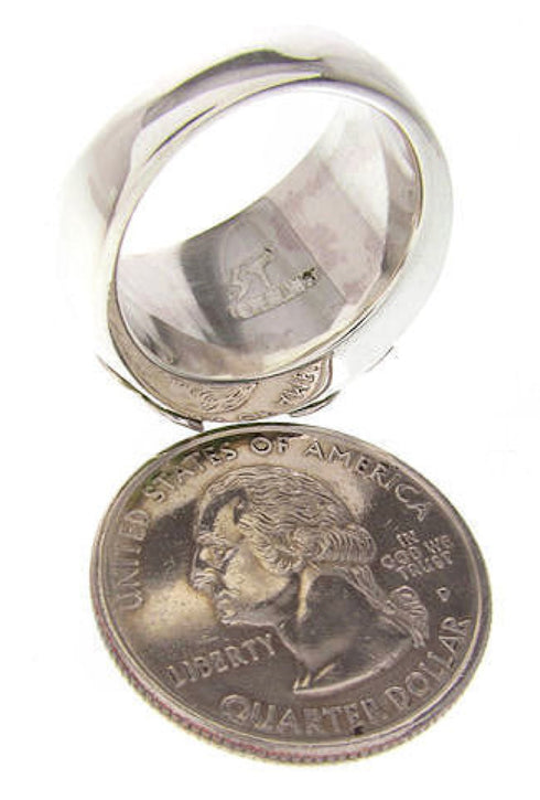 Southwestern Silver Turquoise Jewelry Ring Size 8-1/4 YS61004