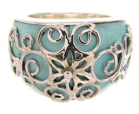 Southwestern Jewelry Turquoise Sterling Silver Ring Size 4-3/4 YS61019