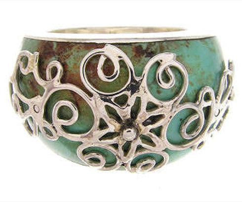 Turquoise Sterling Silver Southwestern Jewelry Ring Size 5-1/2 YS61045